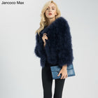 Jancoco Max S1002 Women Real Fur Coat Genuine Ostrich Feather Fur Winter Jacket Retail / Wholesale Top Quality - FushionGroupCorp