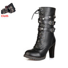 TAOFFEN Ladies shoes Women boots High heels Platform Buckle Zipper Rivets Sapatos femininos Lace up Leather boots Size 34-43 - FushionGroupCorp