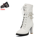 TAOFFEN Ladies shoes Women boots High heels Platform Buckle Zipper Rivets Sapatos femininos Lace up Leather boots Size 34-43 - FushionGroupCorp