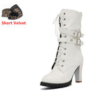 TAOFFEN Ladies shoes Women boots High heels Platform Buckle Zipper Rivets Sapatos femininos Lace up Leather boots Size 34-43 - FushionGroupCorp