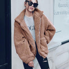 Faux lambswool oversized jacket coat Winter black warm hairly jacket Women autumn outerwear 2019 new female overcoat - FushionGroupCorp