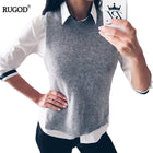 Rugod 2017 Autumn Winter Jacket Women Vest Warm Wool Vests Plus Size Gray Sleeveless O Neck Knitted Veste Femme Colete Feminino - FushionGroupCorp