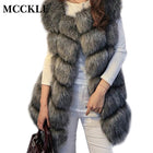 MCCKLE High quality Fur Vest coat Luxury Faux Fox Warm Women Coat Vests Winter Fashion furs Women's Coats Jacket Gilet Veste 4XL - FushionGroupCorp