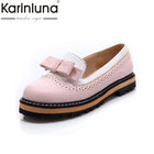 KARINLUNA Big Size 34-43 Spring Autumn Slip On Flat Women Shoes Cute Bowtie Lace Shallow Mouth Ladies Platform Shoes - FushionGroupCorp