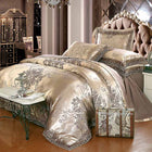 Luxury Jacquard Bedding Set King Queen Size 4/6pcs Bed Linen Silk Cotton Duvet Cover Lace Satin Bed Sheet Set Pillowcases - FushionGroupCorp