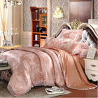Luxury Jacquard Bedding Set King Queen Size 4/6pcs Bed Linen Silk Cotton Duvet Cover Lace Satin Bed Sheet Set Pillowcases - FushionGroupCorp