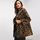 Elegant Leopard Print Faux Fur Coat Women Autumn Winter Jacket Outerwear 2019Warm Soft Overcoat Casual Womens Coats - FushionGroupCorp