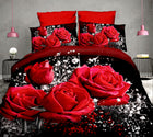 40 Cotton 3D Rose Bedding Sets High Quality Soft Duvet Cover Bedsheet Pillowcase Reactive Printed Bedclothes Queen Bed Linen - FushionGroupCorp