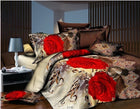 40 Cotton 3D Rose Bedding Sets High Quality Soft Duvet Cover Bedsheet Pillowcase Reactive Printed Bedclothes Queen Bed Linen - FushionGroupCorp