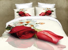 40 Cotton 3D Rose Bedding Sets High Quality Soft Duvet Cover Bedsheet Pillowcase Reactive Printed Bedclothes Queen Bed Linen - FushionGroupCorp