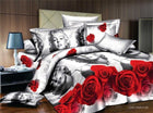 40 Cotton 3D Rose Bedding Sets High Quality Soft Duvet Cover Bedsheet Pillowcase Reactive Printed Bedclothes Queen Bed Linen - FushionGroupCorp