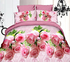 40 Cotton 3D Rose Bedding Sets High Quality Soft Duvet Cover Bedsheet Pillowcase Reactive Printed Bedclothes Queen Bed Linen - FushionGroupCorp
