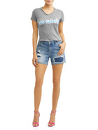 Destroyed Relaxed Jean Short Women's (Light Indigo Wash) - FushionGroupCorp