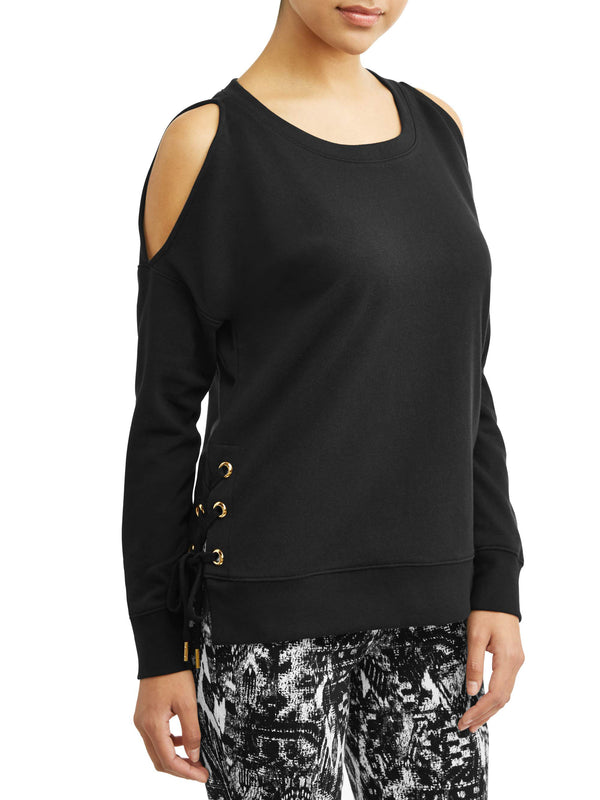 Women's Cold Shoulder Side-Lace Grommet Sweatshirt - FushionGroupCorp