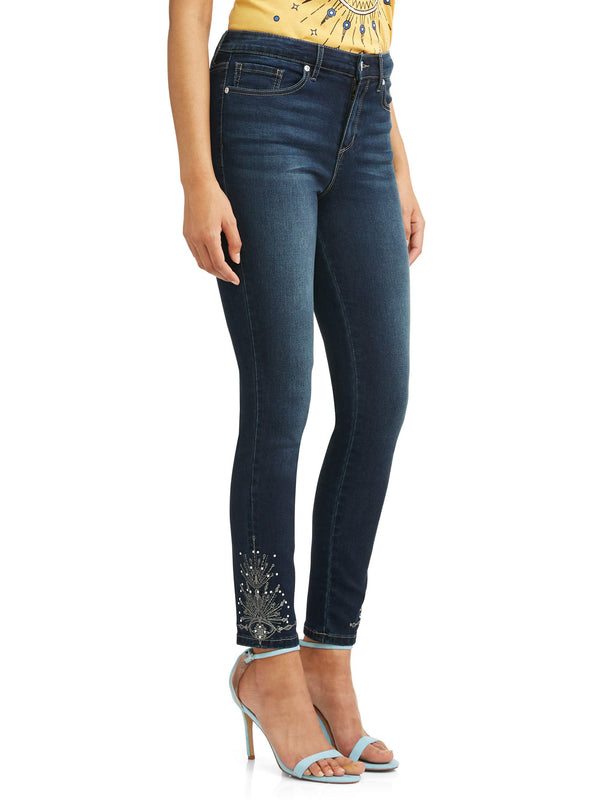 Women's Embroidered Curvy Hi Rise Stretch Ankle Jean - FushionGroupCorp