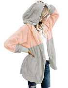 Women's Oversized Open Front Hooded Draped Pockets Cardigan Coat - FushionGroupCorp