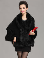 Caracilia Women Luxury Bridal Faux Fur Shawl Wraps Cloak Coat Sweater Cape - FushionGroupCorp