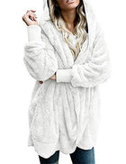 Women's Oversized Open Front Hooded Draped Pockets Cardigan Coat - FushionGroupCorp