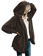 Women's Oversized Open Front Hooded Draped Pockets Cardigan Coat - FushionGroupCorp