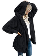 Women's Oversized Open Front Hooded Draped Pockets Cardigan Coat - FushionGroupCorp