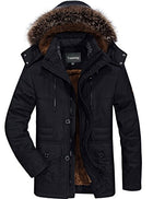 Men's Winter Warm Faux Fur Lined Coat with Detachable Hood - FushionGroupCorp