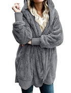 Women's Oversized Open Front Hooded Draped Pockets Cardigan Coat - FushionGroupCorp