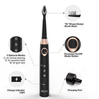 KIPOZI Sonic Electric Toothbrush with 3 Replacement Heads, 3 Brushing Modes with Build in Timer of 2 Minutes, USB Fast Charging,Rechargeable Sonic Toothbrush Waterproof,Black - FushionGroupCorp