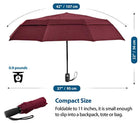 EEZ-Y Compact Travel Umbrella w/Windproof Double Canopy Construction - Auto Open/Close Button - FushionGroupCorp