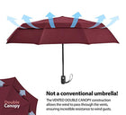 EEZ-Y Compact Travel Umbrella w/Windproof Double Canopy Construction - Auto Open/Close Button - FushionGroupCorp