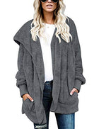 Women's Oversized Open Front Hooded Draped Pockets Cardigan Coat - FushionGroupCorp