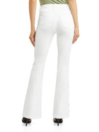 Studded Sides High Waist Stretch Flare Jean Women's (White) - FushionGroupCorp