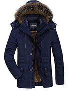 Men's Winter Warm Faux Fur Lined Coat with Detachable Hood - FushionGroupCorp