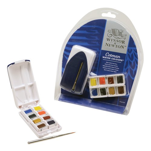 Winsor & Newton Cotman Water Colour Paint Sketchers' Pocket Box, Half Pans, 14-Pieces - FushionGroupCorp