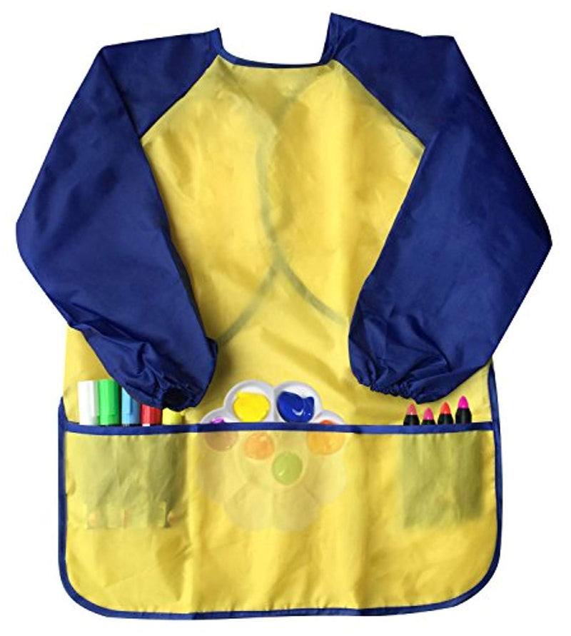 Pack of 2 Kids Art Smocks, Children Waterproof Artist Painting Aprons Long Sleeve with 3 Pockets for Age 2-6 Years by Bassion - FushionGroupCorp