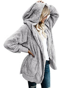 Women's Oversized Open Front Hooded Draped Pockets Cardigan Coat - FushionGroupCorp