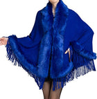 Helan Women's Faux Mink Fur Shawl Cloak Cape Coat With Tassels - FushionGroupCorp