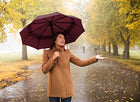 EEZ-Y Compact Travel Umbrella w/Windproof Double Canopy Construction - Auto Open/Close Button - FushionGroupCorp