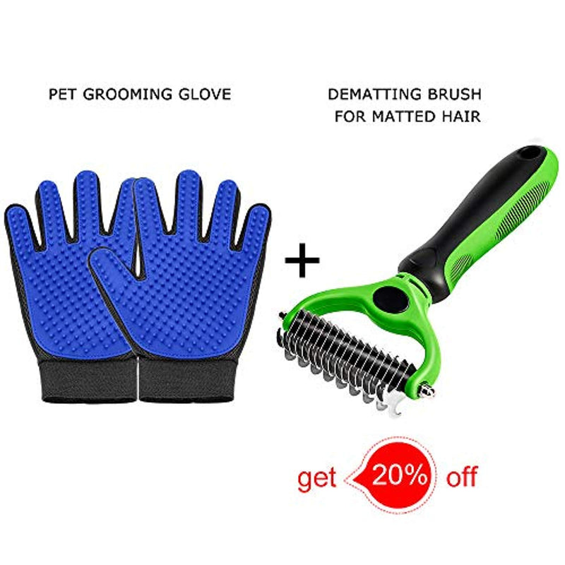 Pet Grooming Glove - Gentle Deshedding Brush Glove - Efficient Pet Hair Remover Mitt - Enhanced Five Finger Design - Perfect for Dog & Cat with Long & Short Fur - FushionGroupCorp