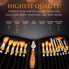 Artist Paint Brush Set – 15 Different Shapes & Sizes – FREE Painting Knife & Watercolor Sponge – No Shed Bristles – Wood Handles – For Body Paint, Acrylics & Oil - FushionGroupCorp