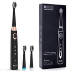 KIPOZI Sonic Electric Toothbrush with 3 Replacement Heads, 3 Brushing Modes with Build in Timer of 2 Minutes, USB Fast Charging,Rechargeable Sonic Toothbrush Waterproof,Black - FushionGroupCorp