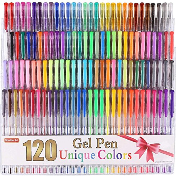 Shuttle Art 120 Unique Colors (No Duplicates) Gel Pens Gel Pen Set for Adult Coloring Books Art Markers - FushionGroupCorp