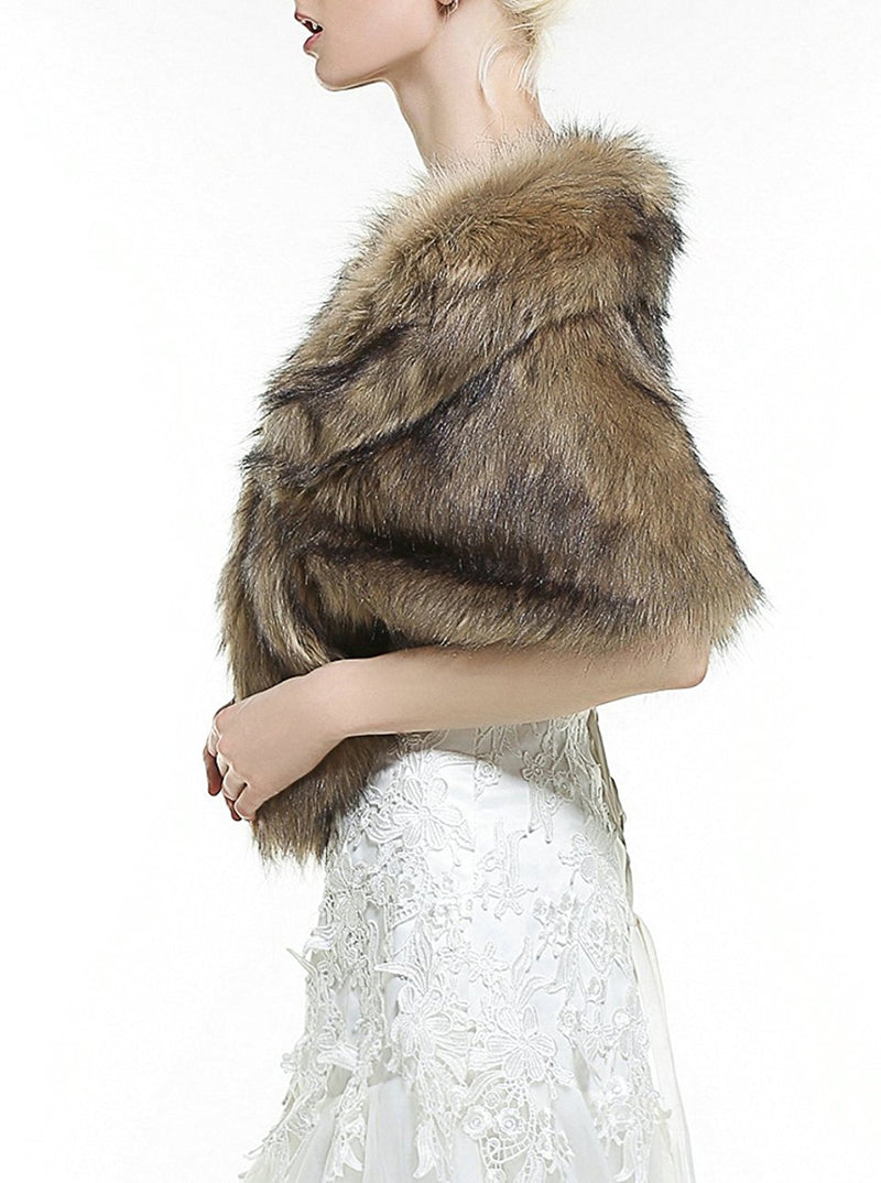 Aukmla Women's Wedding Fur Wraps and Shawls for Women, Bridal Fur Stole - FushionGroupCorp