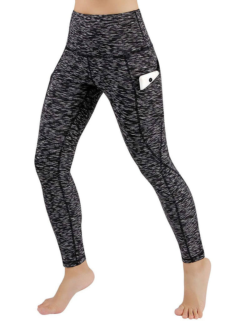 High Waist Out Pocket Yoga Pants Tummy Control Workout Running  Leggings Black - FushionGroupCorp