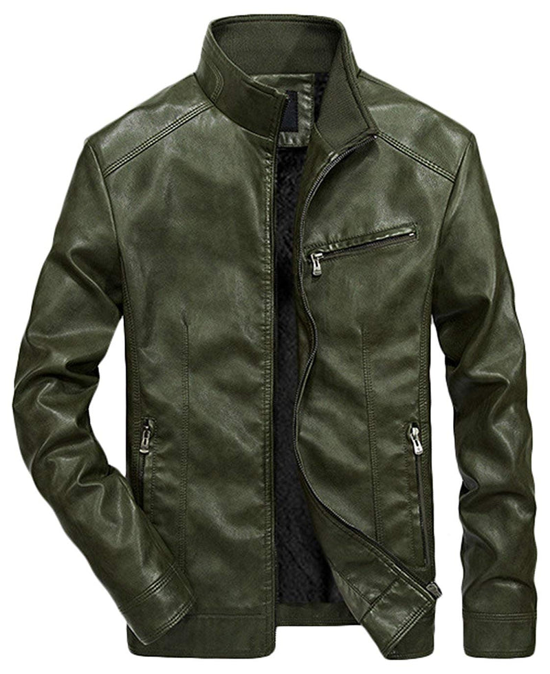Men's Casual Full-Zip Retro Fitted PU Faux Leather Jacket - FushionGroupCorp