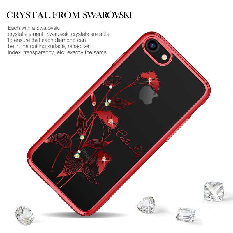 For Apple iPhone 8 7/ Plus Case Gold/ Red/ Black Plated Clear PC Hard Back Cover With Crystals from Swarovski Rhinestone Cases - FushionGroupCorp