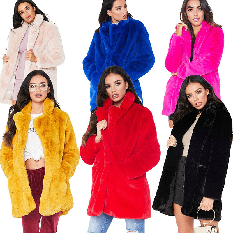 Fur Coat Winter Woman Blend Overcoat 2018 Fluffy Faux Fur Warm Outwear Coat Long Sleeve Jacket Pockets Cardigan Casaco Feminino - FushionGroupCorp
