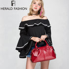Herald Fashion Solid Women Pillow Handbag Soft PU Leather Women Top-Handle Bag Tote Shoulder Bag Large Capacity - FushionGroupCorp
