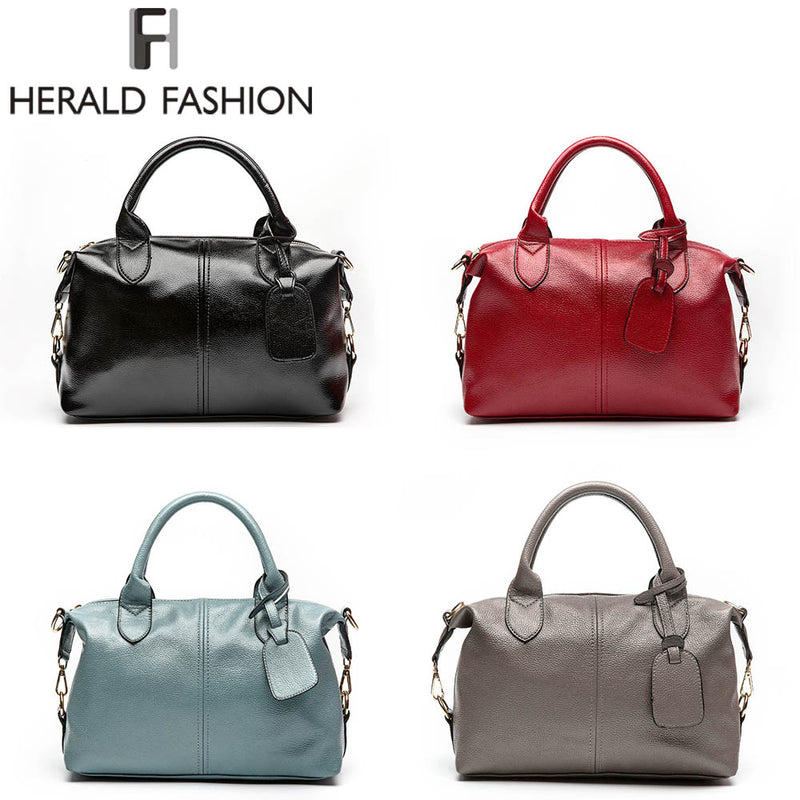 Herald Fashion Solid Women Pillow Handbag Soft PU Leather Women Top-Handle Bag Tote Shoulder Bag Large Capacity - FushionGroupCorp