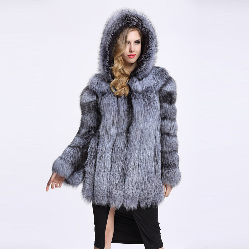 ZADORIN Elegant Long Faux Fur Coat fluffy Jacket 2019 Winter Women Thick Warm Faux Fur Coats With Hooded White Black Plus Size - FushionGroupCorp