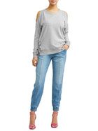 Women's Cold Shoulder Side-Lace Grommet Sweatshirt - FushionGroupCorp